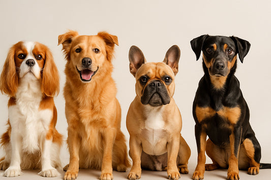 Four dogs sat in a row