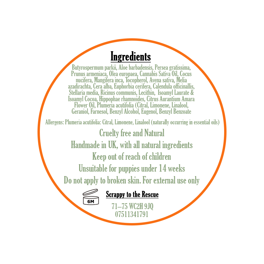 Product label with ingredients list and safety information on a white background