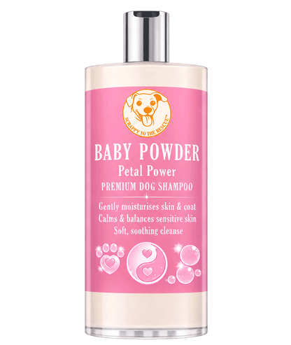 Baby Powder Petal Power Premium Dog Shampoo bottle on a white background